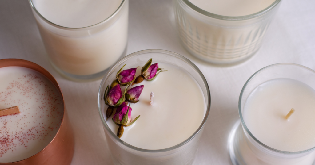 candles on a table.