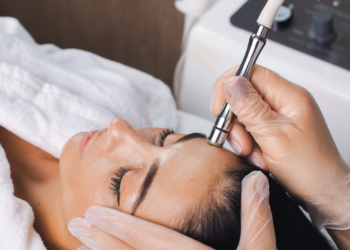 white woman getting microdermabrasion facial